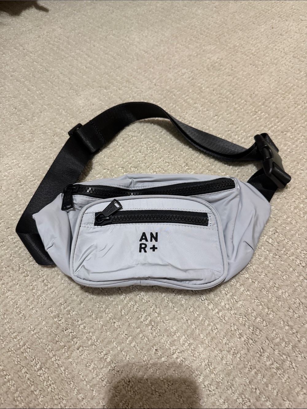 Light Gray women’s bun bag with Black Strap